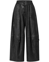 Metamorph - Wide-Leg Faux Suede Trousers With Buttons - Lyst