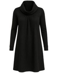 Conquista - Long Sleeve Knit Style A Line Dress With Wide Collar & Pleat Detail - Lyst