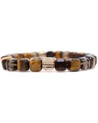 Shar Oke - Tiger's Eye & Smoky Quartz Cube Beaded Bracelet - Lyst