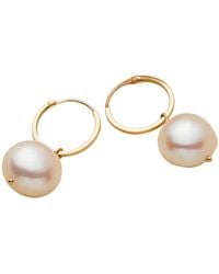 Posh Totty Designs - 9Ct Large Pearl Hoop Earrings - Lyst
