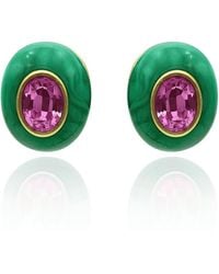 Michael Nash Jewelry - Stephanie Malachite Resin Pierced Earring With Glass Stone - Lyst