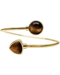 Farra - Tiger-Eye Stone Bangle - Lyst