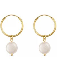 Elk & Bloom - Chunky Freshwater Pearl Hoops - Lyst