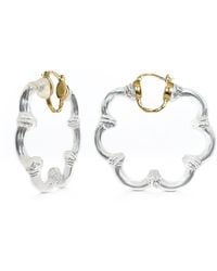 Gold & Honey - Flower Bamboo Lucite Hoop Earrings - Lyst