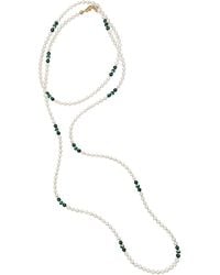 Farra - Malachite With Freshwater Pearls Versatile Long Necklace - Lyst