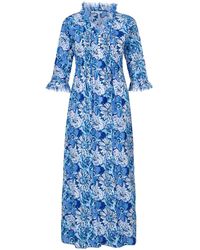 At Last - Cotton Annabel Maxi Dress In Seas & White Floral - Lyst