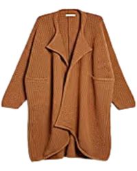 Saachi - Comfy Oversized Waffle Knit Collared Camel Jacket - Lyst