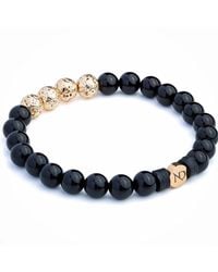 N'damus London - Leather, Onyx & Gemstone Beaded Bracelet - Lyst