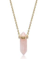 Nialaya - Sterling Rose Quartz Crystal Necklace With Engraved Evil Eye Detail - Lyst