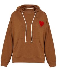 Naftul Bohemian Heart Embroidered Pullover Hoodie, Brown.