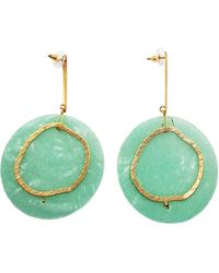 Laura Daili - Emerald Shell Statement Earrings - Lyst