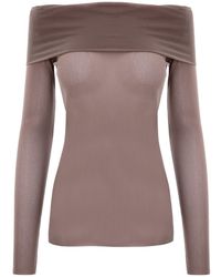 concept A trois - Neutrals Off Shoulder Nude Tulle Blouse - Lyst