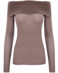 concept A trois - Neutrals Off Shoulder Nude Tulle Blouse - Lyst