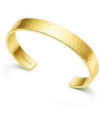 Unaloe - Open Plated Rigid Bangle With Wide Hammered Band – Handmade Italian Jewelry - Lyst