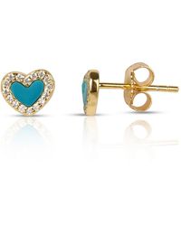 Ep Designs - Heart Turquoise Mini Earring - Lyst
