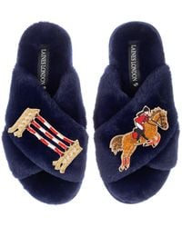 Laines London - Classic Laines Slippers With Show Jump Horse Brooches - Lyst