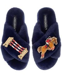 Laines London - Classic Laines Slippers With Show Jump Horse Brooches - Lyst