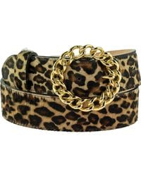 Peachy Belts Ltd - Leopard Print Cowhide Belt With Detachable Chain Buckle - Lyst