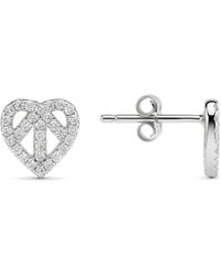 Kylie Harper - Heart 'Peace' Diamond Cz Stud Earrings - Lyst
