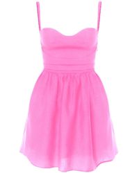 AVENUE No.29 - Linen Gathered Mini Dress With Straps - Lyst