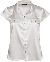 Conquista - Neutrals Ecru Cap Sleeve Shirt - Lyst