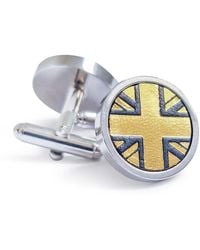 N'damus London - Coronation Regent Leather & Rhodium Cufflinks - Lyst