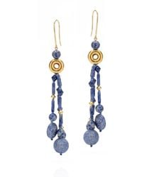 Jaredjamin - Celeste Sodalite & Coral Tassel Dangle Earrings - Lyst