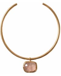 Divine Aria - Rose Quartz Natural Gemstone Choker Necklace - Lyst