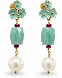 Angel Barocco - Amazonite Flower Pearl Drop Earrings - Lyst