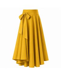 Nikka Place - Asymmetrical Midi Cotton Skirt With Bow - Lyst