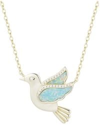 KAMARIA - Opal Dove Bird Necklace With Crystals - Lyst