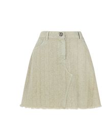 Nocturne - Neutrals Tasseled Mini Denim Skirt - Lyst