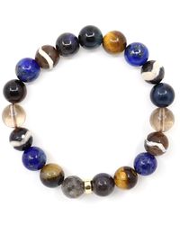 Shar Oke - Lapis Lazuli, Smoky Quartz, Tibetan Agate, Labradorite & Tiger's Eye Beaded Bracelet - Lyst