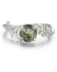 Azura Jewelry New York - Between The Leaf Round Moss Agate Ring Vermeil - Lyst