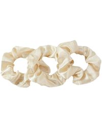 Soft Strokes Silk - Pure Mulberry Silk French Scrunchie, Jacquard Silk, Set Of Three In Cloud - Lyst