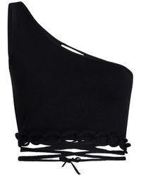 MNK Atelier - Chained Detail Silk Blend Knitted One Shoulder Crop Top - Lyst