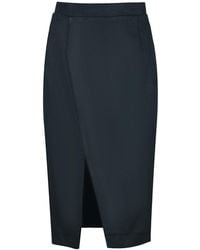 Conquista - Lightly Shiny Woven Cotton-Blend Midi Skirt With Front Slit – Hidden Zipper - Lyst