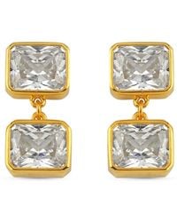 LINYA JEWELLERY - Double Crystal Stone Dangle Earrings - Lyst