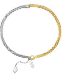 Classicharms - Two Tone Chain Baroque Pearl Necklace - Lyst