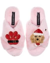 Laines London - Classic Slippers With Christmas Golden Cavapoo & Paw Brooches - Lyst