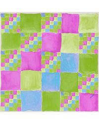 Maraethra - Ascending Grid Cotton Square Scarf - Lyst