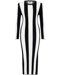 Nocturne - Striped Long Dress - Lyst