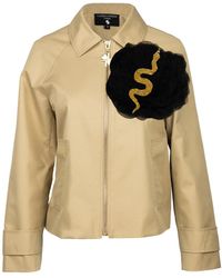 House of Laines London - Neutrals Laines Couture Hand Embellished & Snake Organza Flower Cropped Trench - Lyst