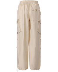 FRONT ROW SHOP - Neutrals Ibiza Double Waist Trousers Ivory - Lyst