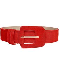 BeltBe - Suede Rectangle Buckle Belt - Lyst