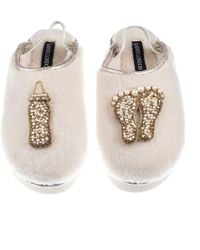 Laines London - Neutrals Flatform Cloud Closed Toe Slippers With New Baby Brooches - Lyst
