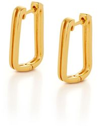 Nellou Jewellery - Double Oblong Hoop Earrings Plated Sterling - Lyst