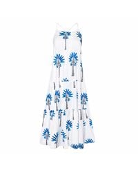 Pick Happy - Pintuck Maxi Palm Tree Cotton Dress - Lyst