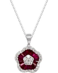 Artisan - Ruby & Diamond Floral Halo Pendant - Lyst