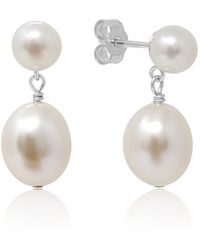Kiri & Belle - Eloise Pearl Stud Drop Sterling Earrings - Lyst